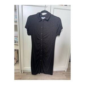 Slinky Black Button-Up Dress
